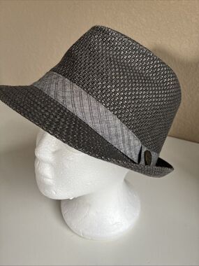 Fedora Pamoa Unisex Fedora L/XL Houndstooth Pattern With Stripe Ribbon Hat Band